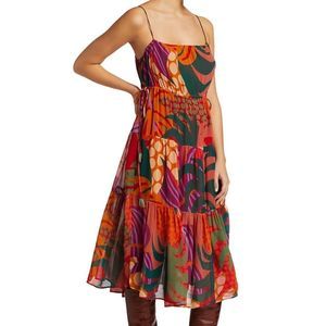 Farm Rio Graphic Jungle Midi Dress, Size Medium, NWT